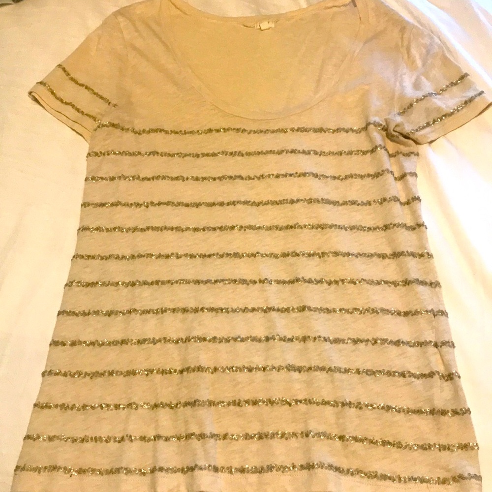 J Crew Sequin Scoop Neck Tee